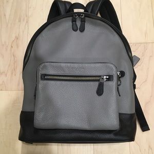 Coach Gray and Black Leather Backpack